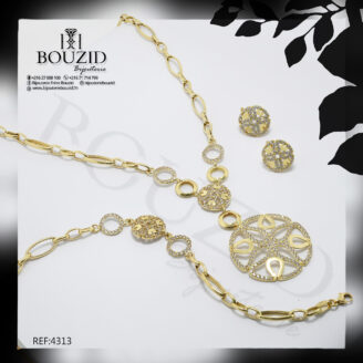 Parure en or jaune 18K – Bijou géométrique raffiné | Bijouterie Frères Bouzid Tunisie