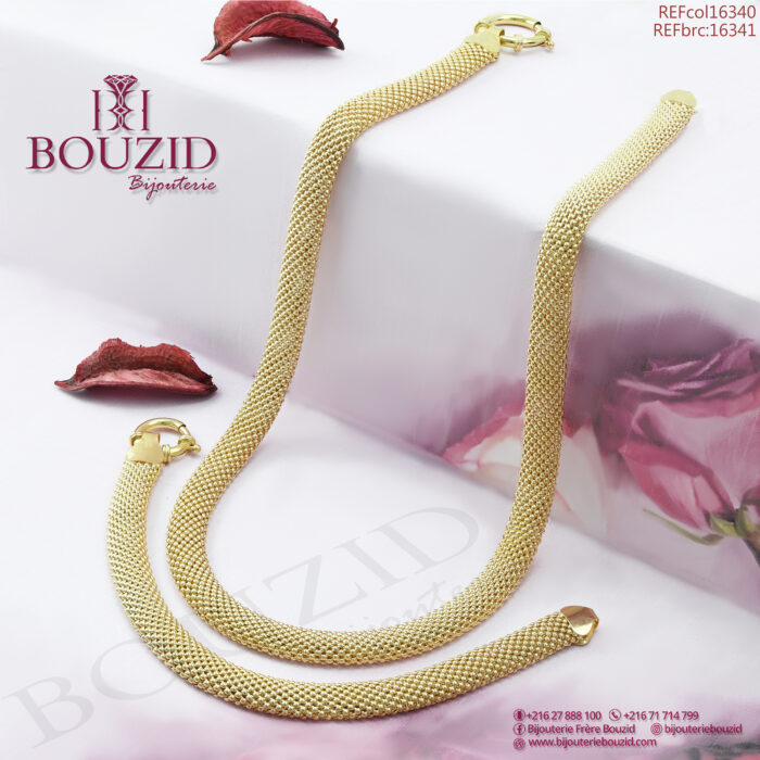 Parure Or Jaune 18K – Collier et Bracelet | Bijouterie Frères Bouzid Tunisie