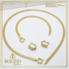 Parure Or Jaune 18K Motif Feuille – Élégance Naturelle | Frères Bouzid Tunisie