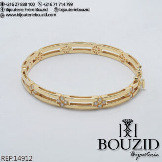 Bracelet Charnière Or Jaune 18K – Finesse et Éclat | Frères Bouzid Tunisie