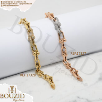 Bracelet Or Jaune 18K – Design Floral & Maillons Modernes | Frères Bouzid Tunisie