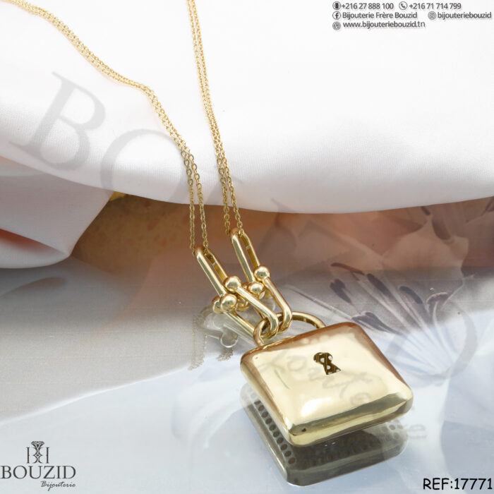 Collier pendentif en or 18K – Design contemporain et symbolique | Bijouterie Bouzid