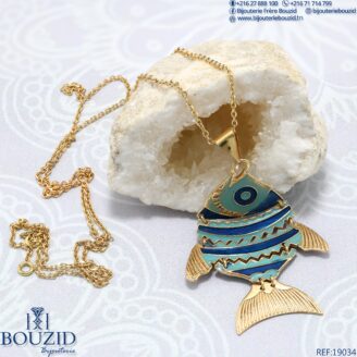 Pendentif poisson en or 18K – Création artisanale tunisienne | Bijouterie Frères Bouzid