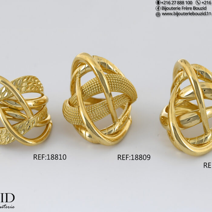 Bague or 18K design moderne et entrecroisé | Bijouterie Frères Bouzid Ariana Tunisie