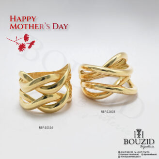 Bague Or Jaune 18K β Design CroisΓ© ΓlΓ©gant | FrΓ¨res Bouzid Tunisie