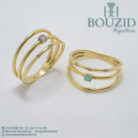 Bague Or Jaune 18K – Design Moderne à Pierre Centrale | Bijouterie Frères Bouzid Tunisie