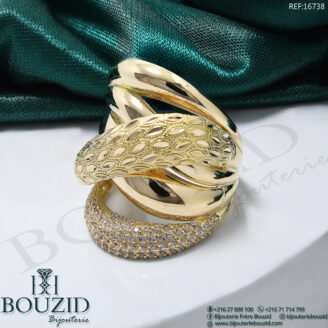 Bague Or Jaune 18K Tressée et Pavée – Bijoux Tunisie | Frères Bouzid