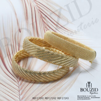 Bracelet Or Jaune 18K – Design Perlé Raffiné | Frères Bouzid Tunisie