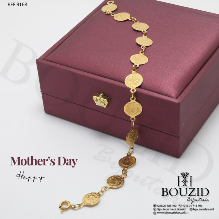 Bracelet Lira 18K – Bijou Traditionnel en Or Jaune | Frères Bouzid Tunisie