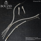 Parure Or Blanc 18K – Motif Feuille Étincelant | Bijouterie Frères Bouzid Tunisie