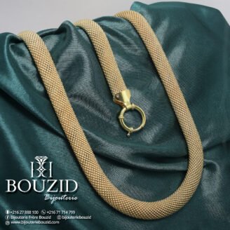 Parure Or Jaune 18K à Maille Texturée – Élégance Prestige | Frères Bouzid Tunisie