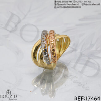 Bague Femme en Or 18K Tricolore – Design Moderne & Élégant