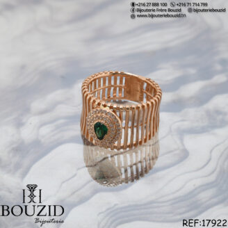 Bague en or 18K avec design ajouré et pierre sertie – Élégance unique | Tunisie