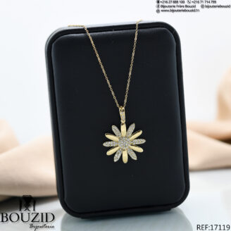 Collier en or 18K – Élégance florale & brillance unique | Bijouterie Bouzid Tunisie