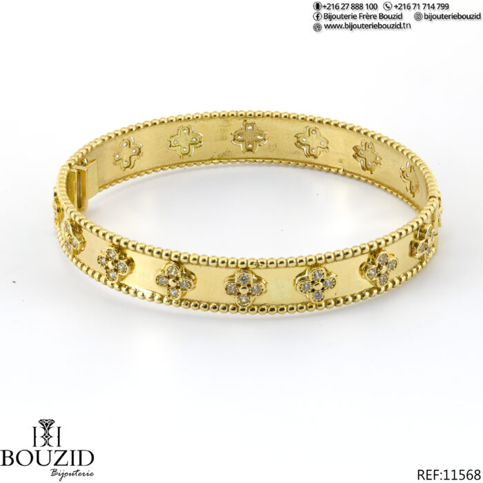 Bracelet rigide or 18K élégant et raffiné | Bijouterie Frères Bouzid Ariana Tunisie