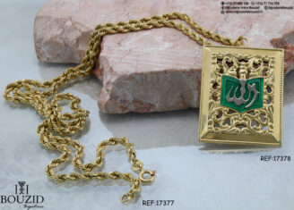 Collier en Or 18K | Chaîne torsadée & médaillon traditionnel – Bijouterie Bouzid Tunisie