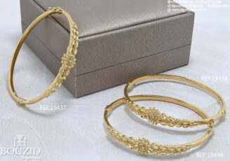 Bracelet Or 18K – Bracelet rigide élégant serti de zircons | Bijouterie Frères Bouzid