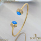 Bracelet rigide or 18K avec pierre colorée – Élégance et éclat par Bijouterie Frères Bouzid