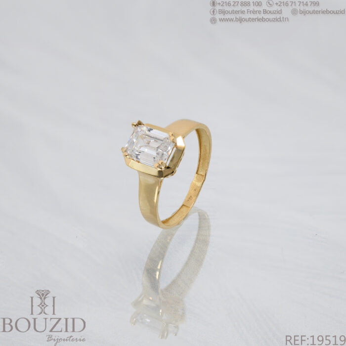 Bague or 18K – Solitaire élégant en or jaune | Bijouterie Frères Bouzid