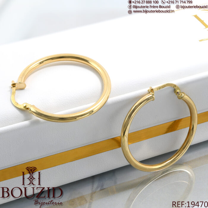 Boucles d’oreilles or 18K – Créoles élégantes en or jaune | Bijouterie Bouzid