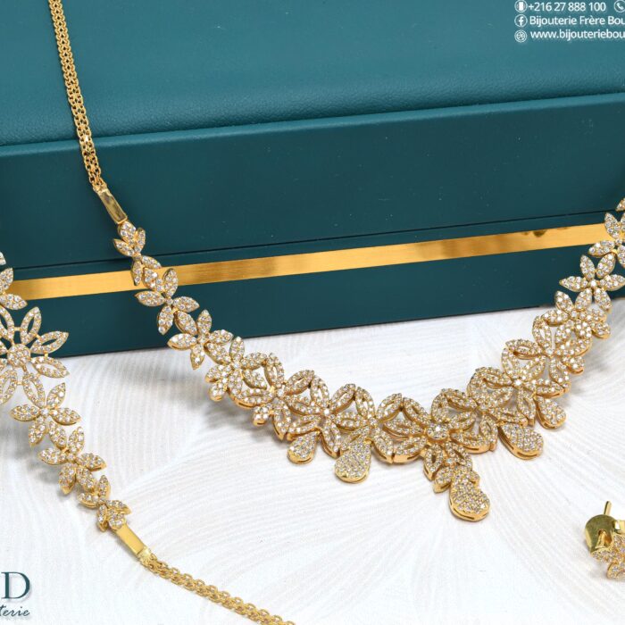 Parure Or 18K – Parure élégante sertie de zircons | Bijouterie Frères Bouzid